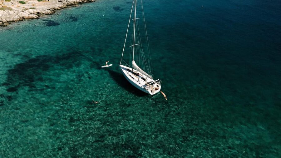 Agios Nikolaos: Golden Hour Sailboat Tour with Wine & Snacks - Kolokitha Bay for swimming and water time