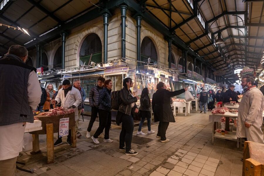 Athens: Food Market Visit and Cooking Class with Wine - Sitting down with wine and the food you made