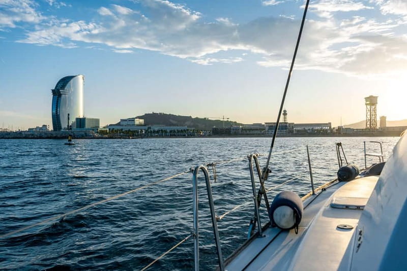 Barcelona: Catamaran Cruise w/ Sailing, Wine, & Tapa - The first 45 minutes: sailing past Barcelona’s waterfront