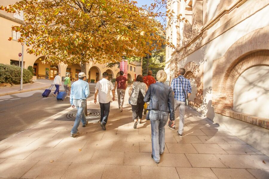 Barcelona: Montserrat with Winery Visit and Farmhouse Lunch - Meeting your guide near Palau de la Música