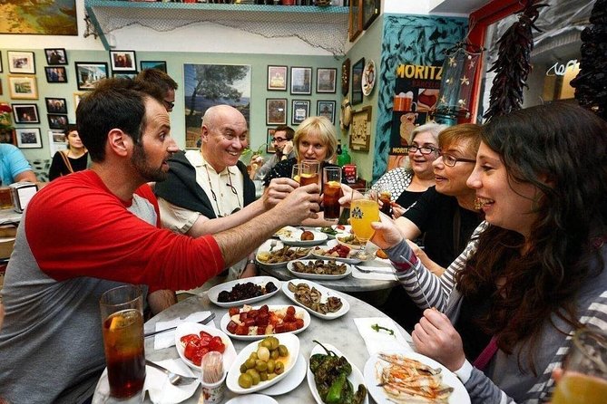 Barcelona Poble Sec Tapas & Wine Tour - A colorful mosaic façade along the way