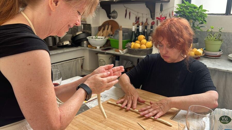 Catania: Pistachio Ravioli, Pasta Home Cooking Class w/ Wine - A Sicilian appetizer while the dough rests