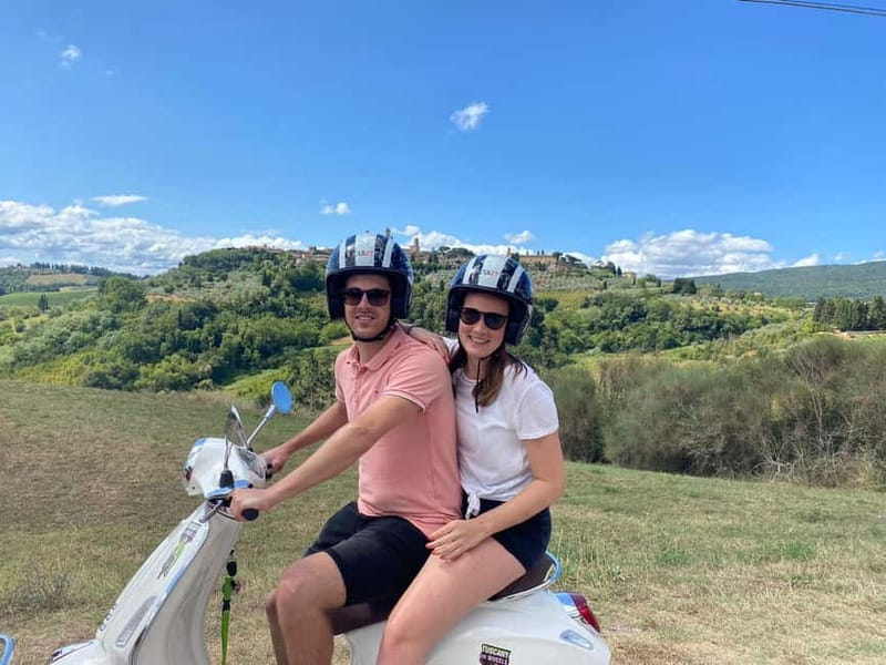 From Florence: Tuscany Vespa Tour with Lunch & Wine - The final ride toward San Gimignano views