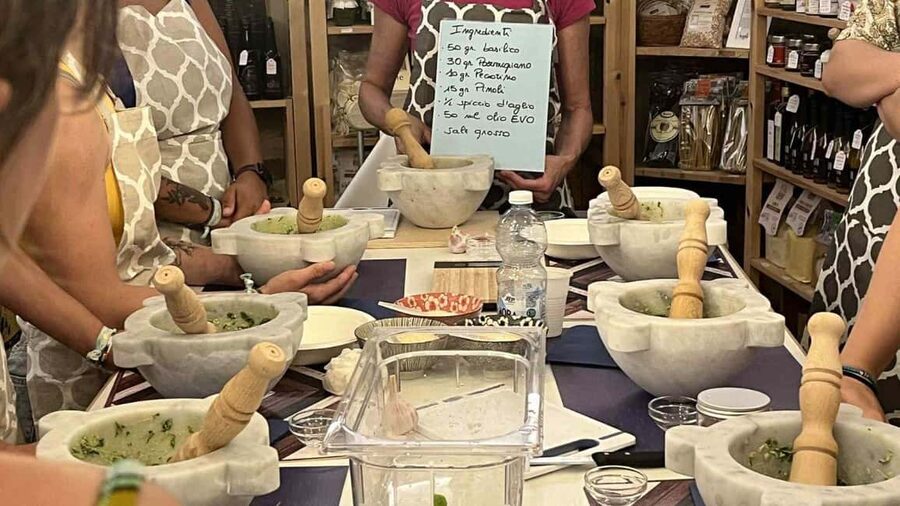 Genoa: Pesto Masterclass with Tasting and Wine - The mortar, pestle, and slow work of pesto