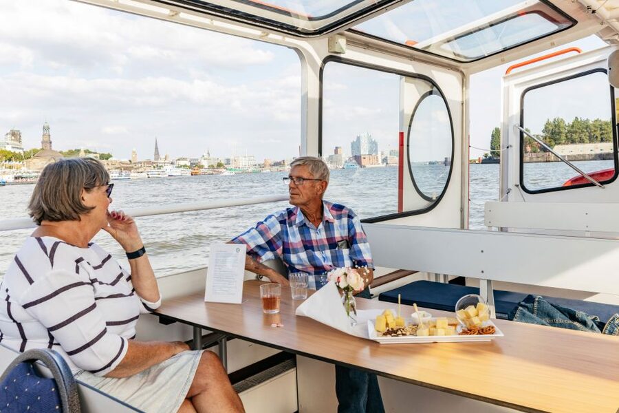 Hamburg: Harbor Cruise with Wine and Cheese - Hamburg Harbor at sunset: a wine cruise with real port views