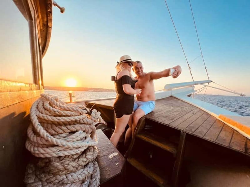 Larnaca: Sunset Cruise with Unlimited Wine & Beers - Mackenzie Beach brings a 20-minute swimming break