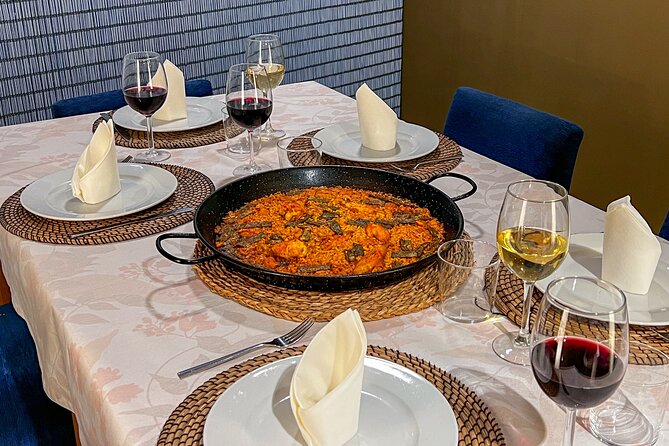 Paella Cooking Class, Wine Tasting & Central Market in Valencia - Tapas, cava, wine, and a full meal