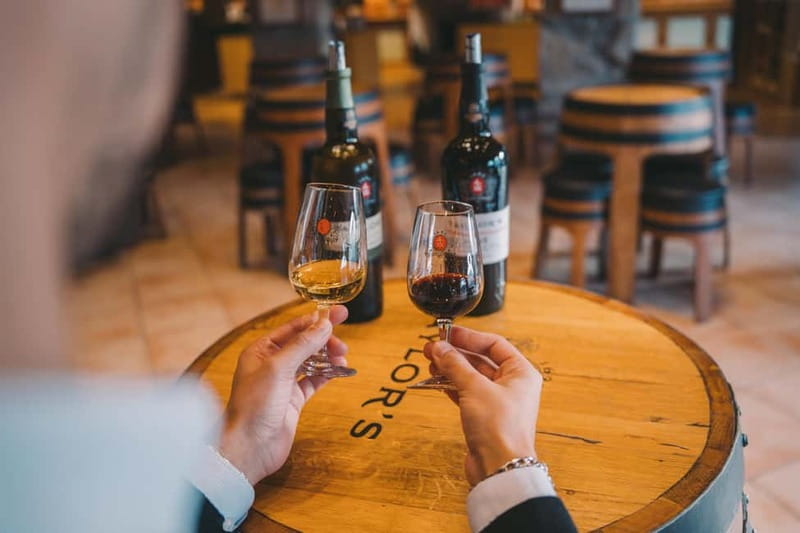 Porto: Taylor’s Port Cellar Tour & WOW The Wine Experience - Chip Dry and LBV Port in a garden setting
