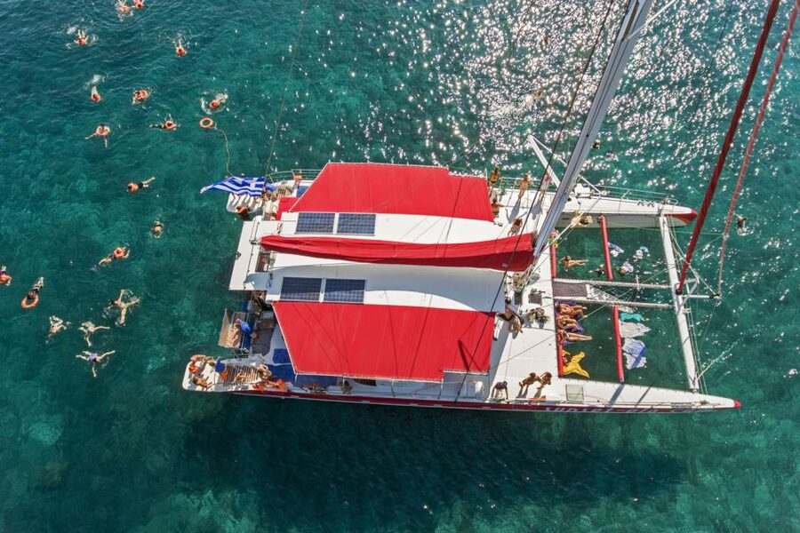 Santorini: Catamaran Cruise, Winery, & Oia Sunset Combo Tour - The morning begins on Santorini’s volcanic water