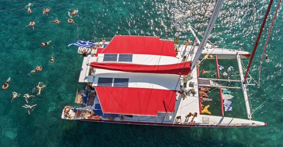 Santorini: Catamaran Cruise, Winery, & Oia Sunset Combo Tour - Swimming at the hot springs, Red Beach, and White Beach
