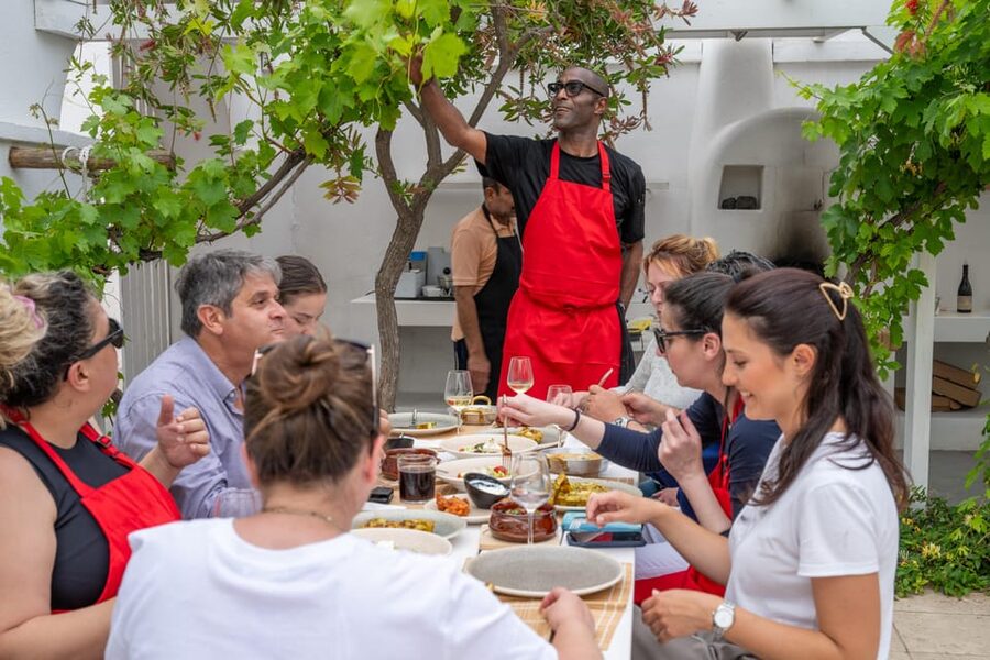 Santorini: Cooking Class with Lunch and Wine Tasting - Wine tasting, with a strong Santorini accent